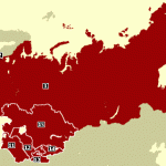 Mapa con las regiones de la Unión Soviética